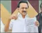  ?? PTI ?? DMK chief MK Stalin releases the names of 20 seats the party will be contesting, at a presser in Chennai on Friday.