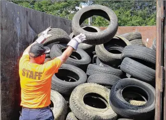  ?? CONTRIBUTE­D ?? Montgomery County’s sixth annual Tire Buyback on Sunday will see the county paying $2 each for up to 10 scrap or used passenger car tires a resident turns in at the county’s Solid Waste District Transfer and Recycling Facility. The buyback will last from 11 a.m. to 3 p.m.