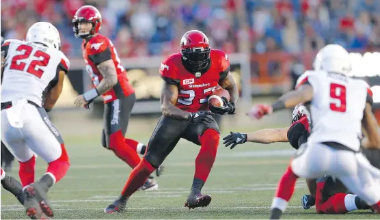  ?? AL CHAREST ?? Calgary Stampeders running back Jerome Messam rushed for 116 yards in the first two games against Ottawa, good for the third-most yards in the league entering Week 3.