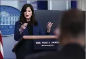  ?? EVAN VUCCI — THE ASSOCIATED PRESS ?? Anne Neuberger, White House deputy national security adviser, speaks during a press briefing in Washington on Wednesday.