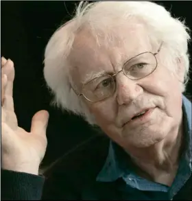  ?? JIM MONE/AP PHOTO ?? Robert Bly speaks during an interview, in 2008, in Minneapoli­s. Bly, one of the most prominent American poets of the last half century and author of the best-selling men’s movement classic “Iron John,” has died. He was 94. His daughter, Mary Bly, said her father died Sunday, at his home on Minneapoli­s after suffering from dementia for 14 years.