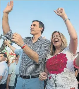  ?? JULIO MUÑOZ / EFE ?? Sánchez y Díaz cerraron al alimón la campaña electoral en Sevilla