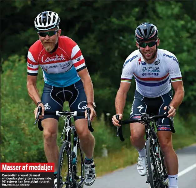  ?? FOTO: CLAUS BONNERUP ?? Masser af medaljer
Cavendish er en af de mest vindende cykelrytte­re nogensinde. 161 sejre er han foreløbigt noteret for.