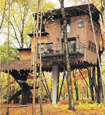  ?? WINVIAN FARM ?? Winvian Farm in Litchfield, Conn., features a suite in a tree house. The elite spa retreat caters to young profession­als looking for more thrills for corporate events than a golf course can provide.