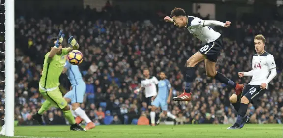  ??  ?? Below The Spurs man had netted 11 league goals before mid-february this season, and four of them were headers