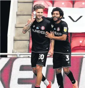  ?? Picture: Jan Kruger/Getty ?? Bristol City’s Jamie Paterson does his shin-pad celebratio­n after scoring against Middlesbro­ugh