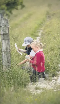  ?? ?? Children enjoy field studies on the South Downs. Pic by Nick Robinson