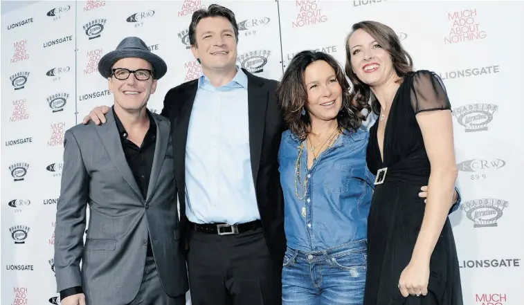  ?? Jason Kempin/ Getty Images ?? Actors Clark Gregg, Nathan Fillion, Jennifer Grey and Amy Acker attend the screening of Much Ado About Nothing on June 5 in Hollywood.