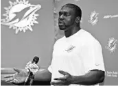  ?? WILFREDO LEE/ASSOCIATED PRESS ?? LB Lawrence Timmons, who signed as a free agent in the offseason, gives the Miami defense a physical presence.