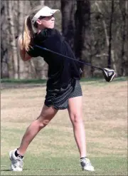  ??  ?? Ridgeland’s Christa Parrish sends a drive down the fairway during last Monday’s match at the LaFayette Golf Course. (Messenger file photo/Scott Herpst)