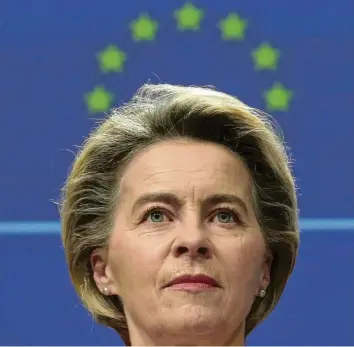  ?? Foto: Francois Walschaert­s, dpa ?? Ursula von der Leyen gerät in der Corona‰Krise in die Defensive.