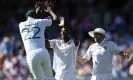  ?? ?? Kagiso Rabada, who was named player of the match after taking seven wickets, celebrates the dismissal of Ben Stokes on day three. Photograph: Gareth Copley/ECB/ Getty Images