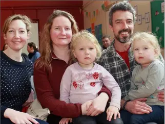  ??  ?? Sarah Daly with Steve and Elaine Cruise and their twin daughters, Beibhinn and Niamh.