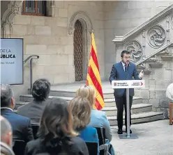  ?? ?? Pere Aragonès durante su intervenci­ón en el acto de ayer.