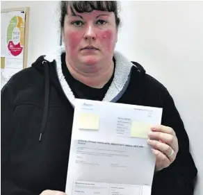  ?? CATHY WEETMAN ?? Drayton Valley’s Krista Ahtila received a bill addressed to the estate of her deceased husband demanding she repay a $195 carbon tax rebate just weeks after her husband died.