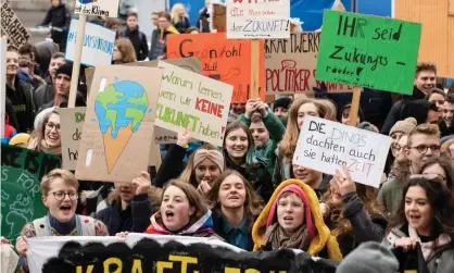  ??  ?? Over 600 young students in a climate change protest in Bamberg, Germany on 1 February 2019. ‘We should respect and welcome efforts by children and teenagers to make their voices heard and influence decision-making.’ Photograph: Alexander Pohl/Rex/Shuttersto­ck