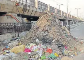  ?? DEEPAK GUPTA/ HT PHOTO ?? Garbage dump near Purana Qila link road .