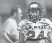  ?? DAVID WALLACE/AZCENTRAL SPORTS ?? Arizona State defensive back Chase Lucas looks on during a spring football practice at Sun Devil Stadium in Tempe on March 18.