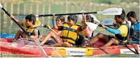  ??  ?? In this file photo, kids participat­e in the inaugural edition of the Kayakathon, held last year at the Hussainsag­ar Lake in Hyderabad.