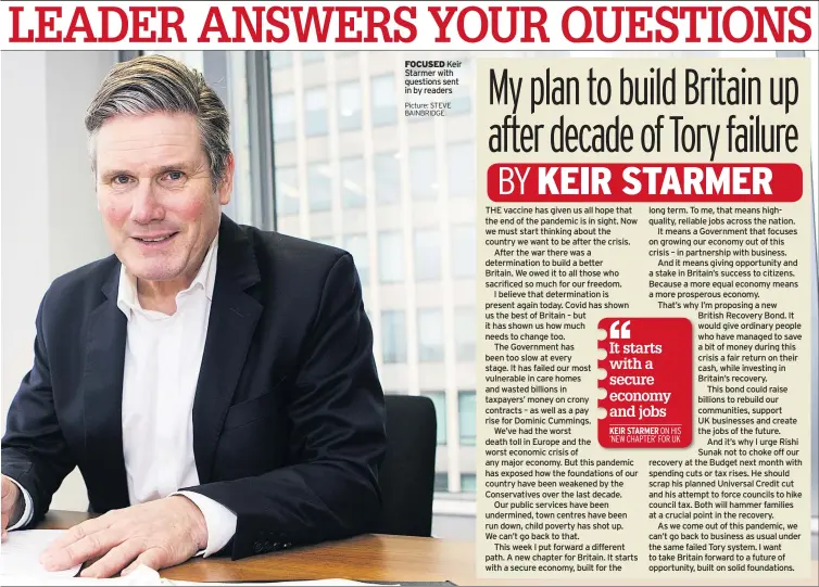  ?? Picture: STEVE BAINBRIDGE ?? FOCUSED Keir Starmer with questions sent in by readers