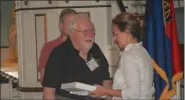  ??  ?? World War II veteran Andre Beaumont meeting with U.S. Rep. Madeleine Dean (D-4) at Valley Forge Military Academy.