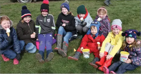  ??  ?? A group of children from Tomhaggard enjoying the fine weather at the point-to-point in Lingstown on Sunday.