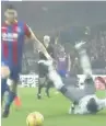  ??  ?? FALL GUY Niasse goes down after tangling with Scott Dann