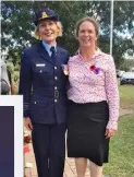  ??  ?? Above: Cate in Acland, Queensland, with community leader Tanya Platt for Anzac Day celebratio­ns. Left: with Amanda Taylor.