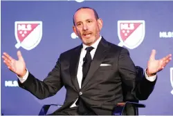  ?? Associated Press ?? ■ Major League Soccer Commission­er Don Garber speaks Feb. 25 during the league’s 25th Season kickoff event in New York. Garber said while Major League Soccer is on track to have losses nearing $1 billion because of the coronaviru­s, he’s proud of how the league was able to navigate the pandemic and complete a difficult season. Garber gave his annual state of the league address on Tuesday in advance of the MLS Cup final on Saturday between the Seattle Sounders and Columbus Crew.