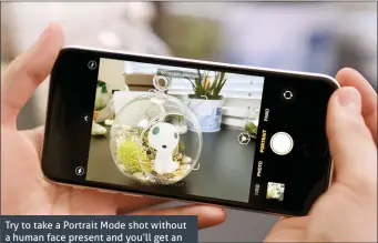  ??  ?? Try to take a Portrait Mode shot without a human face present and you’ll get an error message: No person detected