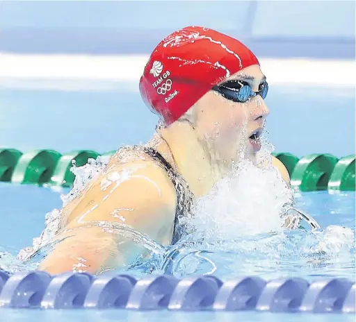  ?? MARTIN RICKETT ?? Rhondda’s Chloe Tutton in action during the Women’s 200m breaststro­ke final at the Rio Olympic Games