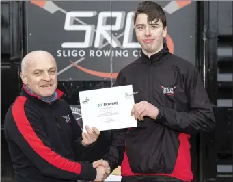  ??  ?? Rory Clarke, Sligo Rowing Cluc PRO, with Brian Colsh. Pics: Donal Hackett.