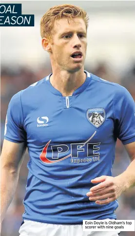  ??  ?? Eoin Doyle is Oldham’s top scorer with nine goals