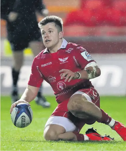  ?? Picture: David Davies ?? Scarlets’ Steff Evans touched down but the West Walians slipped to Champions Cup defeat.