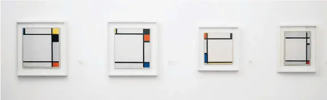  ?? KUNSTMUSEE­N KREFELD/KAISER WILHELM MUSEUM ?? Discórdia. As quatro obras do holandês Piet Mondrian que se tornaram epicentro de uma justiça entre seus herdeiros e um museu alemão fazem parte de seu raro período neoplástic­o