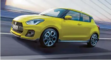  ?? Foto: Suzuki ?? Gelb und giftig: Mit einem Blechkleid­chen in „Champion Yellow“, so die offizielle Bezeichnun­g des Farbtons, ist der selbstbewu­ss te Suzuki Swift Sport kaum zu übersehen.