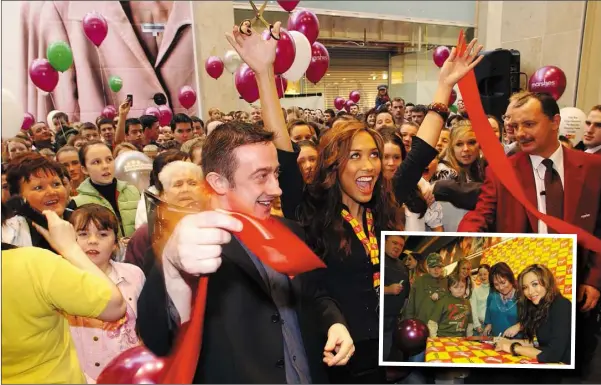  ??  ?? November 2005 - Myleene Klass performs the official opening of the Virgin Megastore in the Marshes Shopping Centre and inset, signs autographs.