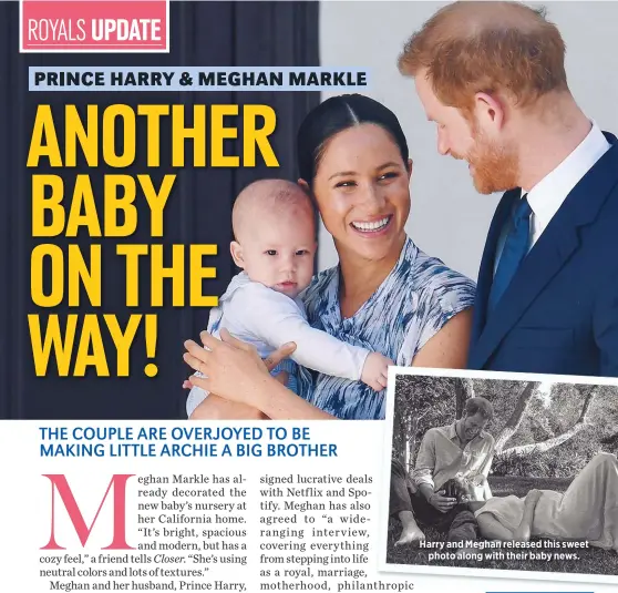  ??  ?? Harry and Meghan released this sweet
photo along with their baby news.