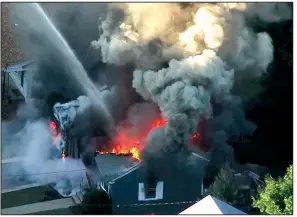  ?? AP/WCVB-TV ?? Columbia Gas of Massachuse­tts and parent company NiSource Inc. expect to spend a total of about $1 billion on repairs, system improvemen­ts and compensati­on for victims of the explosions that killed a teenager and damaged homes such as this one in Lawrence, Mass.