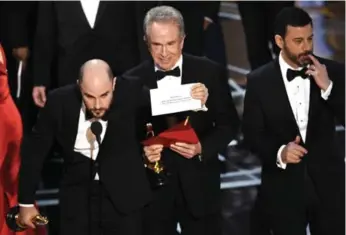  ?? CHRIS PIZZELLO/INVISION/THE ASSOCIATED PRESS FILE PHOTO ?? The unpreceden­ted envelope mix-up at the climax of the Academy Awards was emblematic of the year.