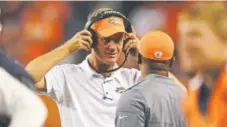  ?? John Leyba, The Denver Post ?? Mike McCoy is back with the Broncos in his second stint as their offensive coordinato­r. He was fired by the Chargers last winter after coaching them for four seasons.