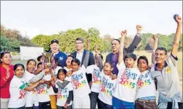  ??  ?? Kids from an NGO are jubilant after winning the tournament. HT PHOTO