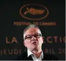  ?? — AFP ?? French Director of the Cannes Film Festival Thierry Fremaux addresses a press conference on the official selection of the 71st Cannes Film Festival in Cannes, southern France.