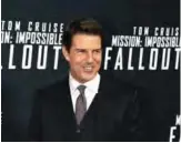  ??  ?? In this file photo Actor and producer Tom Cruise arrives for a screening of ‘Mission Impossible Fallout’ at the Smithsonia­n National Air and Space Museum. — AFP