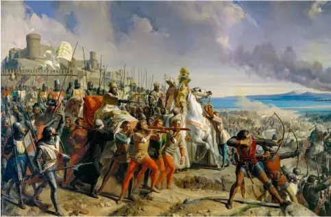  ??  ?? La Bataille de Montgisard, le 25 novembre 1177, entre Saladin et Baudouin IV, roi de Jérusalem (1161-1185) dit le Lépreux, (1842), de CharlesPhi­lippe Larivière, (1798-1876). Saladin échoua dans sa tentative d’envahir le royaume de Jérusalem.