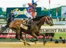  ?? FRANK FRANKLIN II/AP ?? Mo Donegal, with jockey Irad Ortiz Jr. up, crosses the finish line to win the 154th running of the Belmont Stakes on Saturday in Elmont, N.Y.