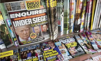  ??  ?? The National Enquirer has achieved a certain notoriety for its practice of ‘catch and kill’ – buying up a story embarrassi­ng to a celebrity so as to suppress it. Photograph: Mary Altaffer/AP