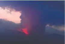  ?? Kyodo/reuters ?? A remote camera image shows a large plume of black smoke after Sakurajima, a volcano in southweste­rn Japan, erupted on Sunday.
