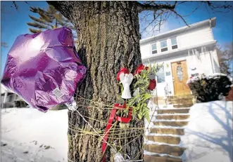  ??  ?? Balloons, flowers and other items were placed in front of Klonda Richey’s home, 31 E. Bruce Avenue in Dayton, in 2014. The Klonda Richey Act was approved by the Ohio Senate on Tuesday, but the House will not take up the legislatio­n today, which is the...