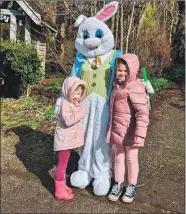  ?? All Photograph: Ardrishaig Gala Day ?? Ava Pagett and Rubie Pagett with the Easter bunny, aka Jessica McMullan, at Blarbuie Woodland Easter egg hunt.